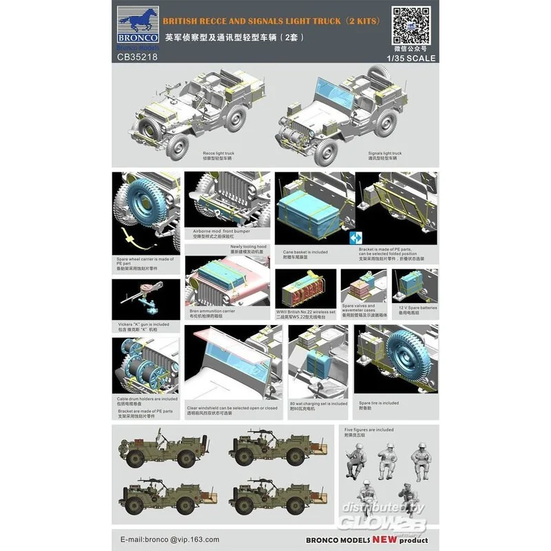 BRITISH RECCE AND SIGNALS LIGHT TRUCK (2 KITS) Met BEMANNINGEN - Afbeelding 2
