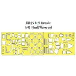 Eduard Martin B-26 Marauder (toebehoren Voor Modelbouwsets Van Monogram And Revell) (made From Yellow Kabuki Tape Produced In Japan)