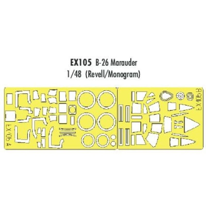Eduard Martin B-26 Marauder (toebehoren Voor Modelbouwsets Van Monogram And Revell) (made From Yellow Kabuki Tape Produced In Japan)
