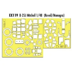 Eduard North American B-25J Mitchell (toebehoren Voor Modelbouwsets Van Monogram And Revell) (made From Yellow Kabuki Tape Produced In
