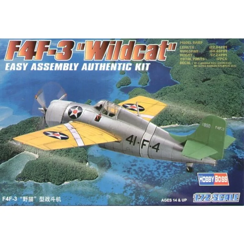 Grumman F4F-3 Wildcat Easy Build With 1 Piece Wings And Lower Fuselage 1 Piece Fuselage. Other Parts As Normal. Optional Open/cl - Afbeelding 2