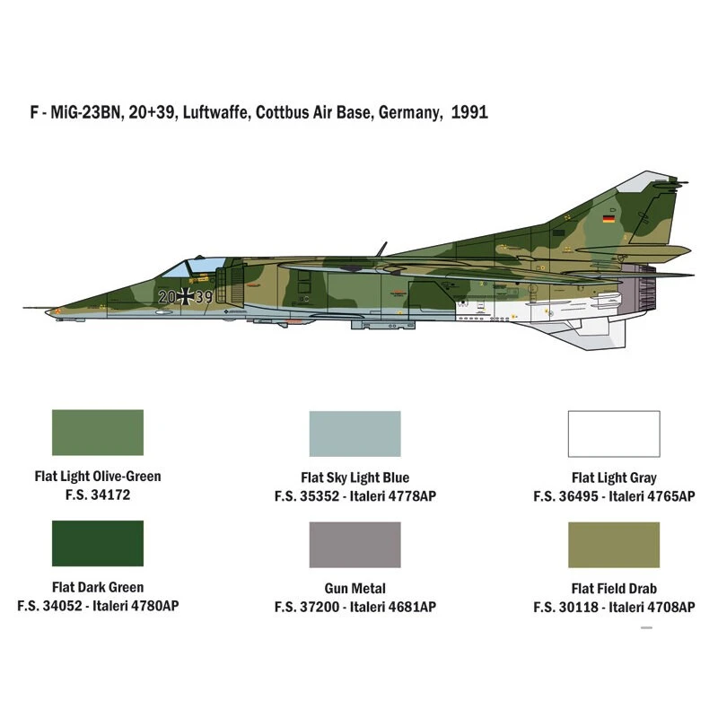 Italeri Mikoyan MiG-23MF / BN FLOGGERSUPER DECALS VOOR 6 VERSIES - KLEURINSTRUCTIES BLAD Ontworpen En Ontwikkeld In Het Laatste Deel Van - Afbeelding 12