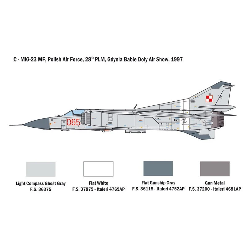 Italeri Mikoyan MiG-23MF / BN FLOGGERSUPER DECALS VOOR 6 VERSIES - KLEURINSTRUCTIES BLAD Ontworpen En Ontwikkeld In Het Laatste Deel Van - Afbeelding 5