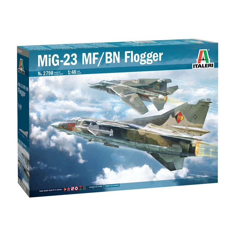 Italeri Mikoyan MiG-23MF / BN FLOGGERSUPER DECALS VOOR 6 VERSIES - KLEURINSTRUCTIES BLAD Ontworpen En Ontwikkeld In Het Laatste Deel Van