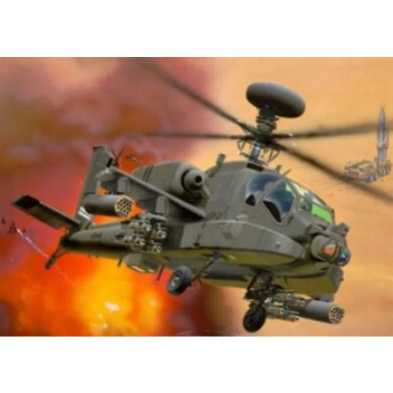 Revell Ah-64D Longbow Apache Set - Box Containing The Model, Paints, Brush And Glue