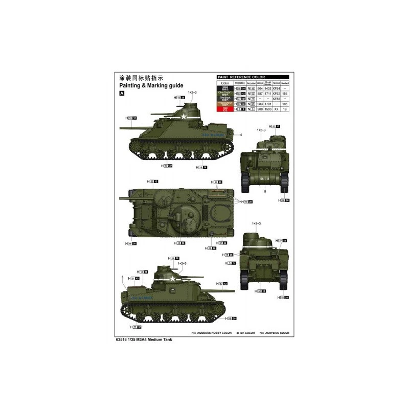 Trumpeter Kunststof Model Van Char M3A4 Lee 1:35 - Afbeelding 2
