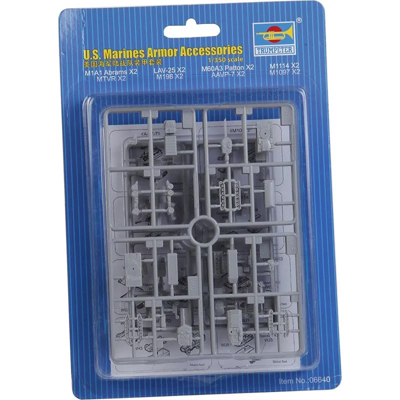 Trumpeter US Marines Armour Accessoires Bevat Elk Twee M1A1 Abrams Tanks, M60A3 Patton Tanks, AAVP-7 Amtracs, LAV-25, MTVR Heavy Trucks, M - Afbeelding 3